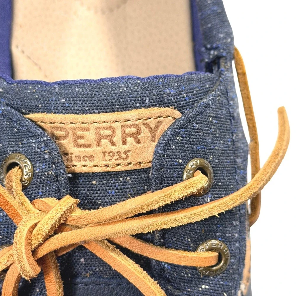 Sperry Top-Sider Koifish Navy Blue Leather Fabric Boat Shoes Womens 11M STS99614